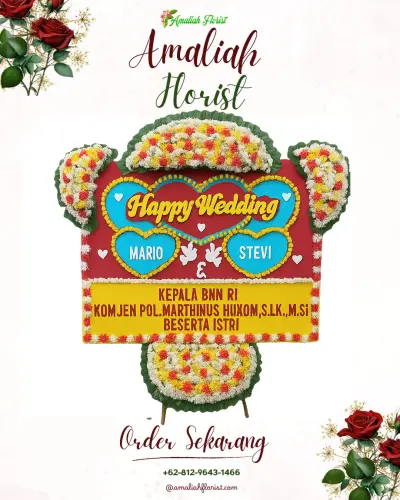 Karangan Papan Bunga Pernikahan di Cieundeur